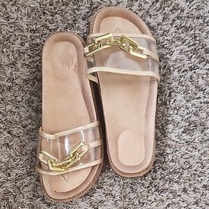 Michael Kors Gold and Cream Sandals with Elegant Design